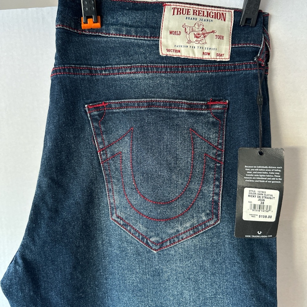True Religion Dark Blue Jeans with Red Stitching